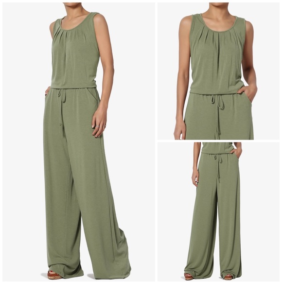Zenana Outfitters Pants - Zenana Outfitters Pleated Wide Leg Jumpsuit